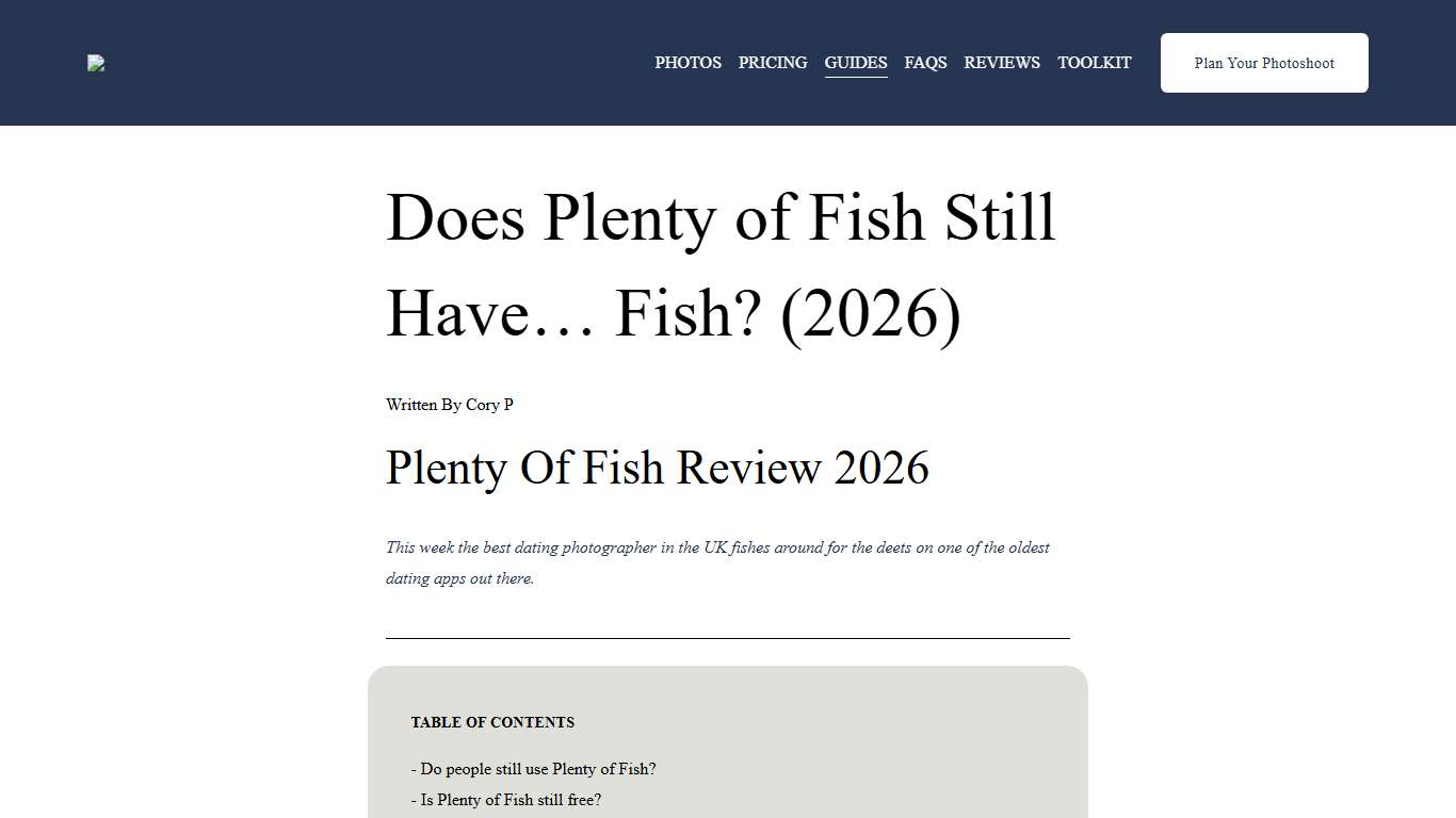 Does Plenty of Fish Still Have… Fish? (2026) — Dating Photographer London Klick Me