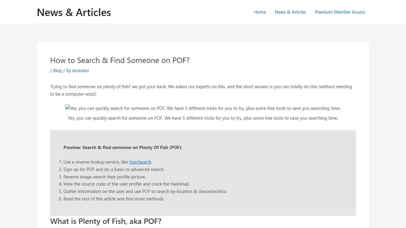 How to Search & Find Someone on POF? - UserSearch